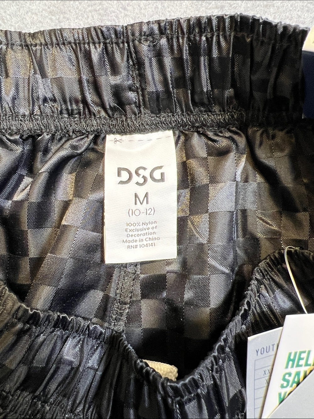 DSG Black Checkerboard Athletic Shorts with White Piping - Picture 2 of 2
